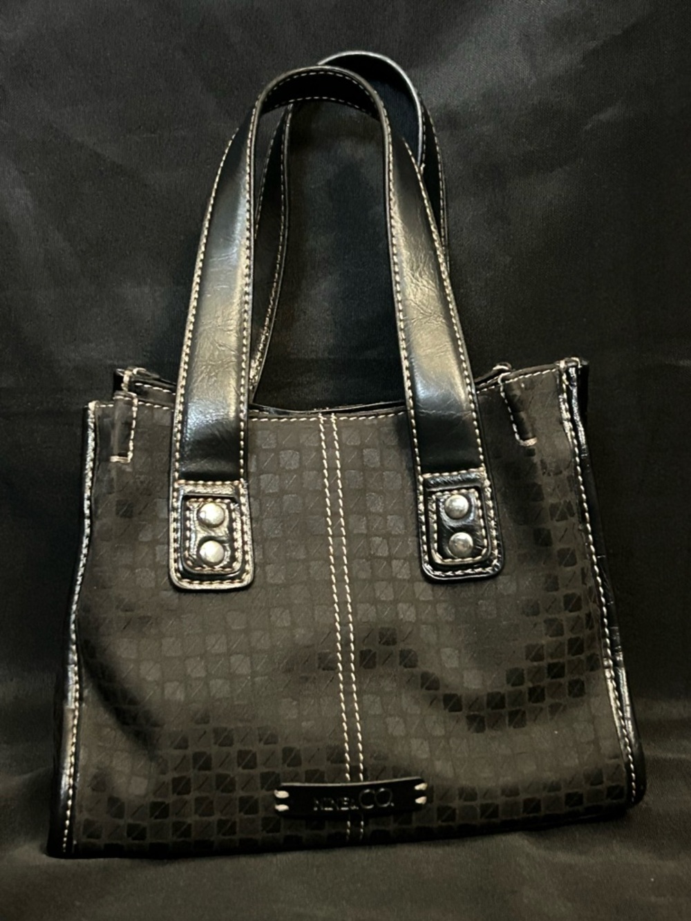 Nine & CO Black Tote Bag with Contrast Stitching